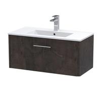 Balterley Winshill Contemporary 1 Drawer Wall Hung Vanity Unit With Minimalist Basin, Metallic Slate, 800mm