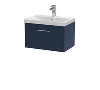 Balterley Winshill Contemporary 1 Drawer Wall Hung Vanity Unit With Thin Edge Basin, Dark Blue, 600mm