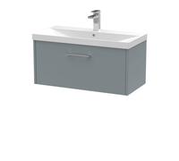 Balterley Winshill Contemporary 1 Drawer Wall Hung Vanity Unit With Thin Edge Basin, Grey, 800mm
