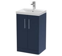 Balterley Winshill Contemporary 2 Door Floor Standing Vanity Unit With Thin Edge Basin, Dark Blue, 500mm