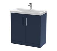 Balterley Winshill Contemporary 2 Door Floor Standing Vanity Unit With Thin Edge Basin, Dark Blue, 800mm