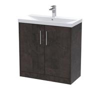 Balterley Winshill Contemporary 2 Door Floor Standing Vanity Unit With Thin Edge Basin, Metallic Slate, 800mm