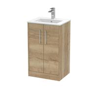 Balterley Winshill Contemporary 2 Door Vanity Basin Unit, Light Oak, 500mm in Brown Balterley Brown
