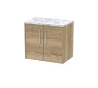 Balterley Winshill Contemporary 2 Door Wall Hung Vanity Unit, Light Oak, 600mm in Brown Balterley Brown