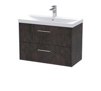 Balterley Winshill Contemporary 2 Drawer Wall Hung Vanity Basin Unit, 800mm in Grey Balterley Grey