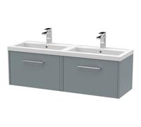 Balterley Winshill Contemporary 2 Drawer Wall Hung Vanity Unit With Double Basin, Grey, 1200mm
