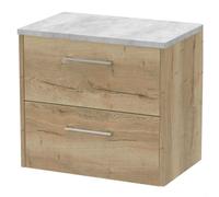 Balterley Winshill Contemporary 2 Drawer Wall Hung Vanity Unit With Laminate Worktop, Light Oak, 600mm