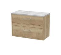 Balterley Winshill Contemporary 2 Drawer Wall Hung Vanity Unit With Laminate Worktop, Light Oak, 800mm