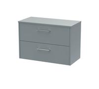 Balterley Winshill Contemporary 2 Drawer Wall Hung Vanity Unit With Worktop, Grey, 800mm