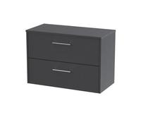 Balterley Winshill Contemporary 2 Drawer Wall Hung Vanity Unit With Worktop, Woodgrain Dark Grey, 800mm