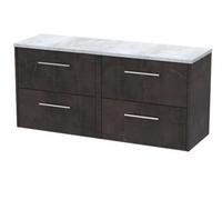 Balterley Winshill Contemporary 4 Drawer Wall Hung Vanity Unit With Laminate Worktop, Metallic Slate, 1200mm