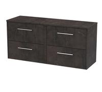Balterley Winshill Contemporary 4 Drawer Wall Hung Vanity Unit With Worktop, Metallic Slate, 1200mm