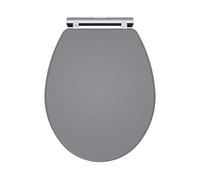 Balterley Wooden Oval Shape Toilet Seat Soft Close, Top Fix Soft Close Toilet Seat, Oval Seats for Toilets with Adjustable Hinges & Quick Release for Easy Cleaning - 350 x 451 x 60 mm (Grey)