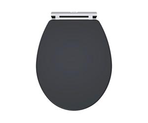 Balterley Wooden Oval Shape Toilet Seat Soft Close, Top Fix Soft Close Toilet Seat, Oval Seats for Toilets with Adjustable Hinges & Quick Release for Easy Cleaning - 350 x 451 x 60 mm (Dark Grey)