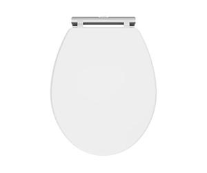 Balterley Wooden Oval Shape Toilet Seat Soft Close, Top Fix Soft Close Toilet Seat White, Oval Seats for Toilets with Adjustable Hinges & Quick Release for Easy Cleaning - 350 x 451 x 60 mm (White)