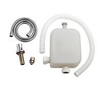 Balterly Bathroom Deck Shower Kit, Water Tank, Chrome Hose, White Flexible Drain Hose, Deck Escutcheon & Connector, Bathroom Deck Mounted Shower Set for Bath Showers - 220 x 90 x 335mm (Chrome/White)
