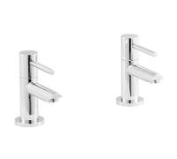 Balterly Bathroom Sink Taps, Basin Mixer Tap with 2 Hole, Dual Lever Handles Temperature Control Bathroom Tap, Round Body, Rounded Spout Mixer Taps - 45 x 111 x 113mm (Chrome)