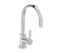 Balterly Bathroom Sink Taps, Mono Basin Mixer Tap, Single Lever Temperature Control Bathroom Tap, Round Body, Tall Arc Spout Basin Taps - 53 x 188 x 288mm (Chrome)