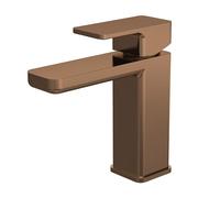 Balterly Bathroom Sink Taps, Mono Basin Mixer Tap with Pop Up Waste, Single Lever Temperature Control Bathroom Tap, Square Body, Flat Square Tip Spout Basin Taps - 50 x 152 x 160mm (Brushed Bronze)