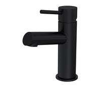 Balterly Bathroom Sink Taps, Mono Basin Mixer Tap with Push Button Waste, Single Lever Temperature Control Bathroom Tap, Round Body, Round Spout Basin Taps - 52 x 149 x 166mm (Matt Black)