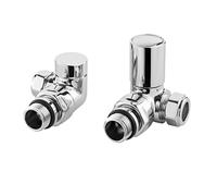 Balterly Radiator Valve, Chrome Radiator Valves 15mm, Smooth Round Cap Corner Valve, Valves for Central Heating Radiators & Towel Rails, Leak-Proof Design, Sold in Pairs - 68 x 49 x 70 mm (Chrome)