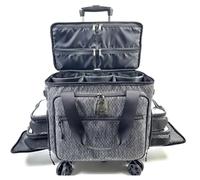 BaltFrist Rolling Makeup Bag with 4 Removable Bags，Rolling Makeup Case with 5pcs 360°Rotating Wheels,Makeup Artist Travel Bag with Brushes Storage Section，Black Diamond Grid
