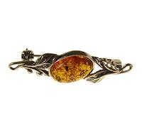 Baltic amber and sterling silver 925 cognac brooch pin
