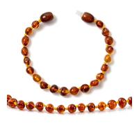 Baltic Amber Bracelet/Anklet(Unisex)(Cognac) - 20cm long - Handcrafted, Lab-Tested, Authentic Amber