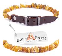 Baltic Amber Dog & Cat Collar with Adjustable Leather Strap for Pet Lovers - Natural Organic Raw Amber Beads for Your Pet's Style
