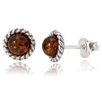 BALTIC AMBER STERLING SILVER 925 Earrings Small Stud Cognac NATURAL Gemstone Earrings Amber Jewellery For Woman