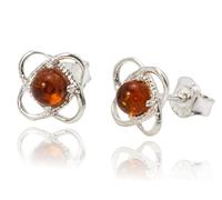 BALTIC AMBER STERLING SILVER 925 Earrings Small Stud Cognac NATURAL Gemstone Earrings Amber Jewellery For Woman