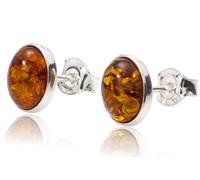 BALTIC AMBER STERLING SILVER 925 Earrings Small Stud Cognac NATURAL Gemstone Earrings Amber Jewellery For Woman