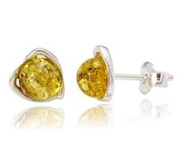 BALTIC AMBER STERLING SILVER 925 Earrings Small Stud Yellow - Lemon NATURAL Gemstone Earrings Amber Jewellery For Woman