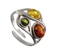 Baltic Amber Sterling Silver Adjustable Ring "Magdalena"