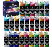 BALTIC DAY - 24 Pigment Pastes for Epoxy Resin Set [20g] - Opaque, Metallic & Glossy Epoxy Pigment Paste - High Concentrated Mica Powder Paste - Liquid Epoxy Color Dye - Resin Colorant