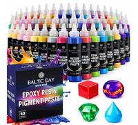 BALTIC DAY 50 Color Pigment Paste for Epoxy Resin Set - Vibrant, Long-Lasting, UV-Resistant - Ultra-Concentrated & High-Gloss Opaque Mica Powder Paste for River Tables, Jewelry, Tumblers, Crafts