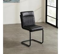 Baltic Dining Chairs - Set of 2 - Cantilever - Dark Grey Faux Leather