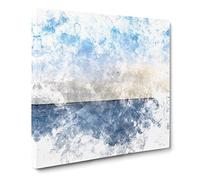 Baltic Sea Horizon Watercolour Modern Canvas Wall Art Print Ready to Hang, Framed Picture for Living Room Bedroom Home Office Décor, 20x20 Inch (50x50 cm)