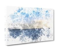 Baltic Sea Horizon Watercolour Modern Canvas Wall Art Print Ready to Hang, Framed Picture for Living Room Bedroom Home Office Décor, 24x16 Inch (60x40 cm)