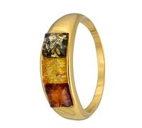 BALTICANA JEWELRY 18ct Gold Plated Sterling Silver and Multicolor Baltic Amber Ring, Gemstone Metal, Sterling Silver, Amber