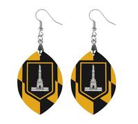 Baltimore City Flag Wooden Earrings Pendants Lightweight Wood Drop Charms Statement Jewelry Gifts for Women Circular