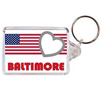 Baltimore - Love USA/United States of America Towns & Cities Flag - Double Sided Large Keyring Souvenir/Gift/Present
