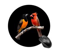 Baltimore Oriole And Cardinal Bird Funny Mouse Pads for Home Office | Non-Slip Laptop Mouse Mat with Stitched Edge for Travel 8inch Perfect Size