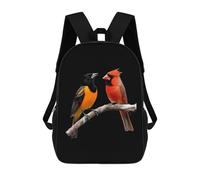 Baltimore Oriole And Cardinal Bird Printed 17 Inch Daypack Unisex Shoulder Backpacks Travel Laptop Backpack for Women Men