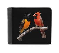 Baltimore Oriole And Cardinal Bird Printed Wallets Bifold Wallet Change Cash Bag with Multiple Card Slots for Men And Women