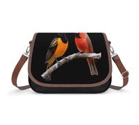 Baltimore Oriole And Cardinal Bird Women's Crossbody Bag Fashion Shoulder Handbags Message Tote Bag with Adjustable Strap