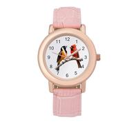 Baltimore Oriole and Cardinal Bird Women's Custom Watch Fashion Soft Strap Wristwatches Gifts for Birthdays Valentine's Day