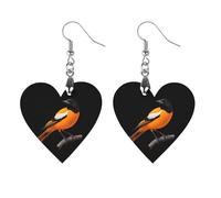Baltimore Oriole Bird Women Dangle Earrings Elegant Wooden Pendant Earring for Daily Wear Star
