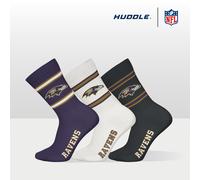 NFL Baltimore Ravens 3pk Crew Socks, Purple-White-Black, 39-42 (Pack of 3)