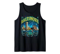 Baltimore Retro Bootleg Harbor Skyline Crab Art Tank Top